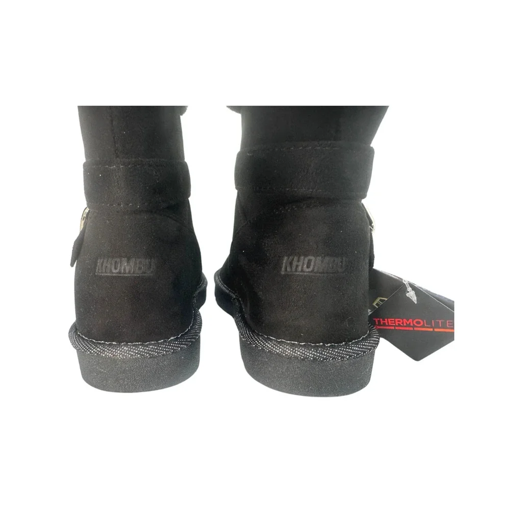 Khombu Black Faux Fur Winter Ankle Boots Memory Foam 6M